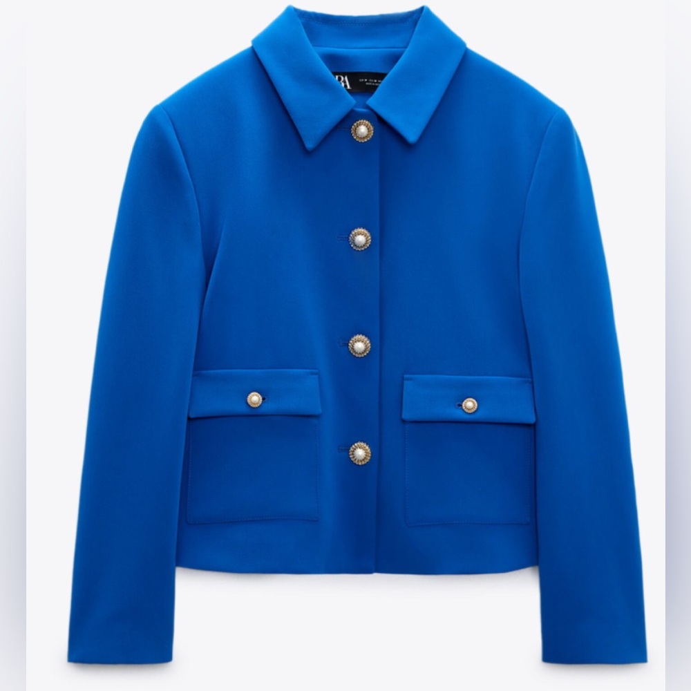 Blue cropped Zara jacket new with tags